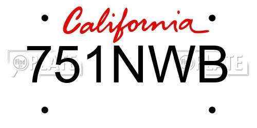 751NWB California License Plate
