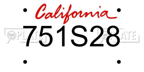 751S28 California License Plate