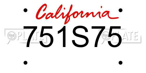 751S75 California License Plate