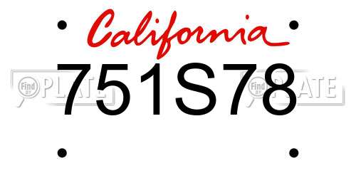 751S78 California License Plate