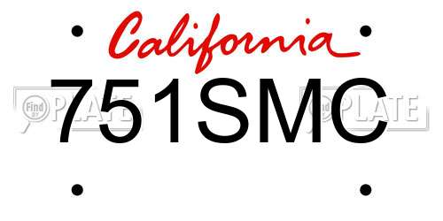 751SMC California License Plate