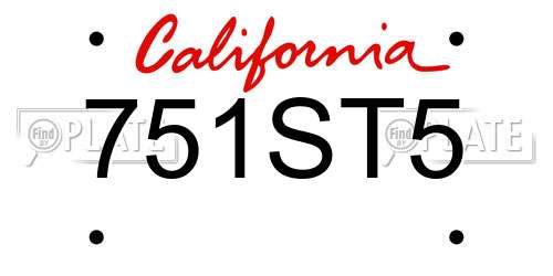 751ST5 California License Plate
