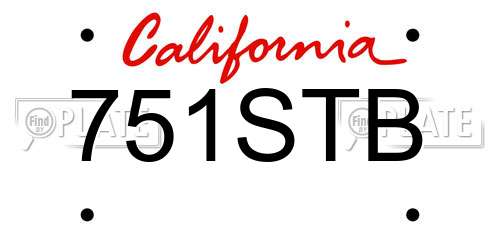 751STB California License Plate