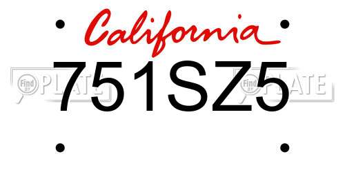 751SZ5 California License Plate