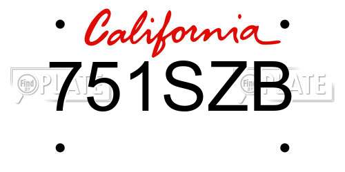 751SZB California License Plate