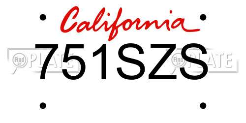 751SZS California License Plate