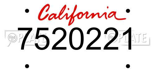 7520221 California License Plate