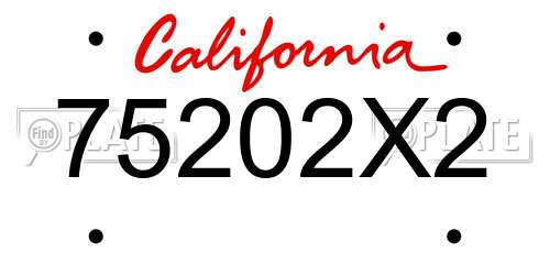 75202X2 California License Plate