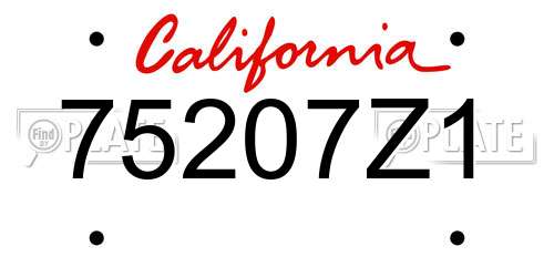 75207Z1 California License Plate