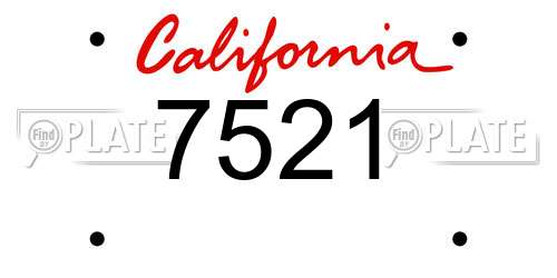 7521 California License Plate