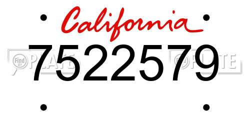 7522579 California License Plate