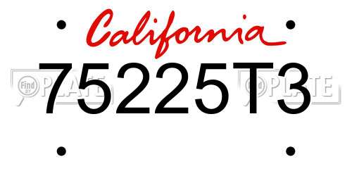75225T3 California License Plate