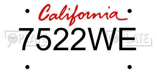 7522WE California License Plate