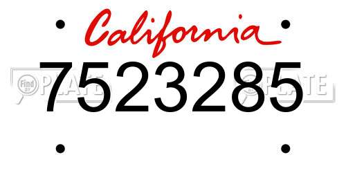 7523285 California License Plate