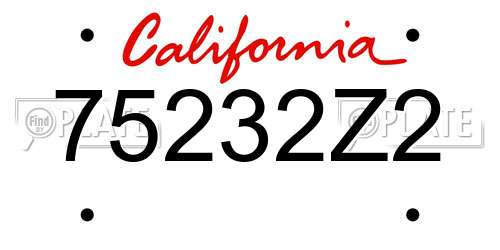 75232Z2 California License Plate
