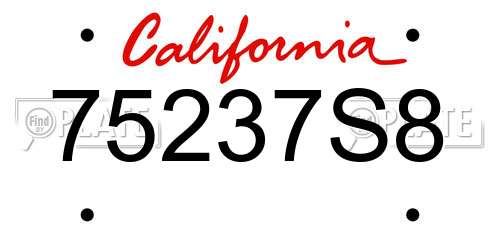 75237S8 California License Plate