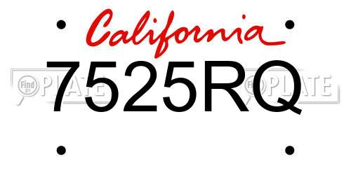 7525RQ California License Plate