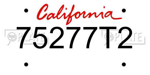 75277T2 California License Plate