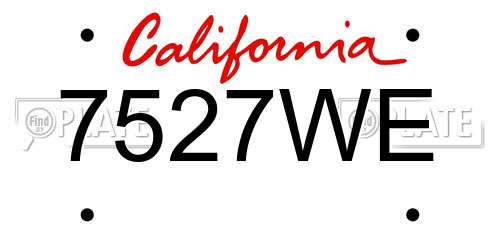 7527WE California License Plate