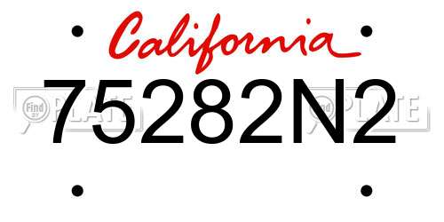 75282N2 California License Plate