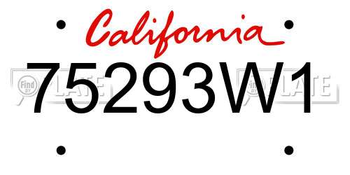 75293W1 California License Plate