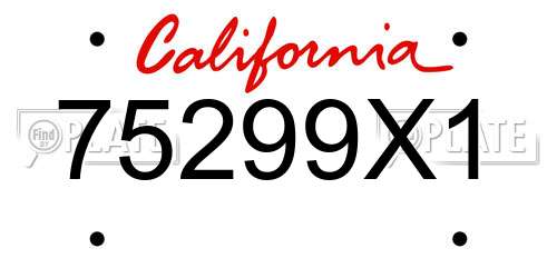 75299X1 California License Plate