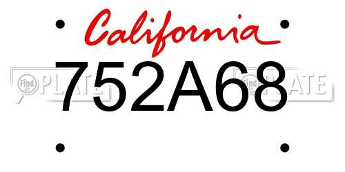 752A68 California License Plate
