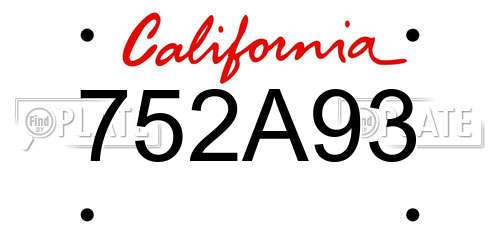 752A93 California License Plate