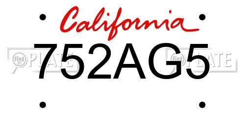 752AG5 California License Plate
