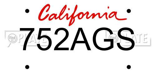 752AGS California License Plate