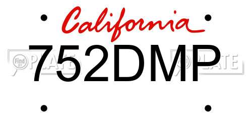 752DMP California License Plate