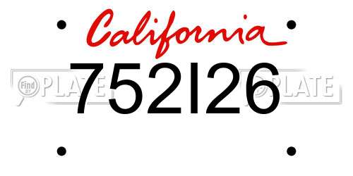 752I26 California License Plate