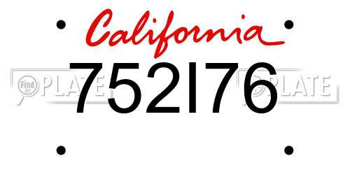 752I76 California License Plate