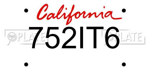 752IT6 California License Plate