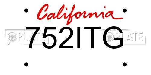 752ITG California License Plate
