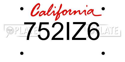 752IZ6 California License Plate