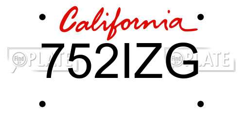 752IZG California License Plate
