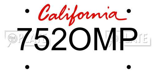 752OMP California License Plate