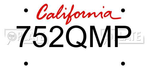 752QMP California License Plate
