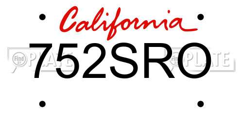 752SRO California License Plate