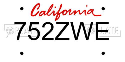 752ZWE California License Plate
