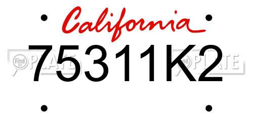 75311K2 California License Plate