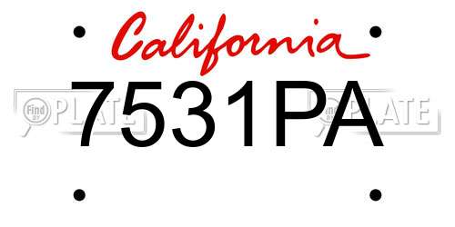7531PA California License Plate