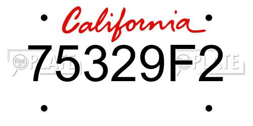 75329F2 California License Plate