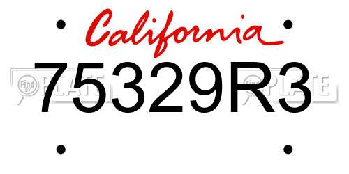 75329R3 California License Plate