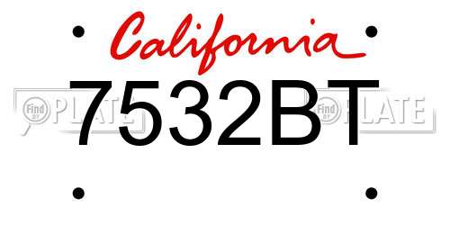 7532BT California License Plate