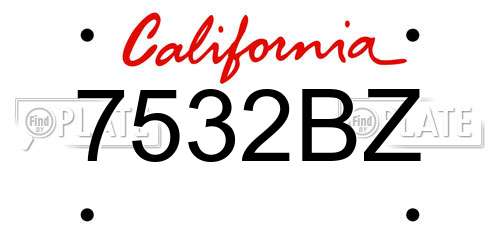 7532BZ California License Plate