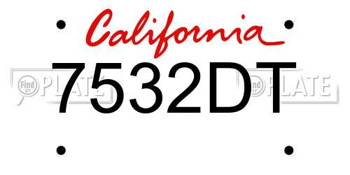 7532DT California License Plate
