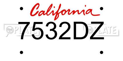 7532DZ California License Plate