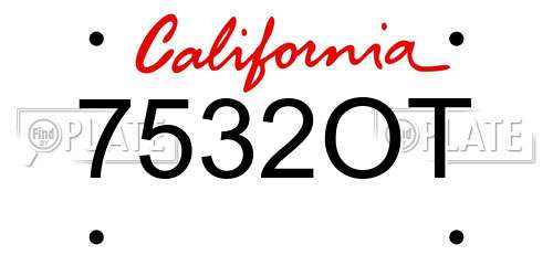 7532OT California License Plate